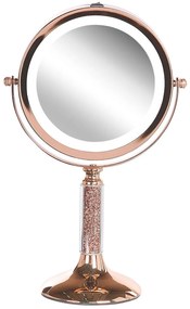 Espelho de maquilhagem rosa dourado com LED ø 18 cm BAIXAS Beliani