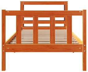 Estrutura cama c/ cabeceira 90x190 cm pinho maciço castanho-mel