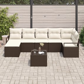 Conjunto de Sofás de Jardim vidaXL 7 Peças com Almofadas Cinza Vime Si