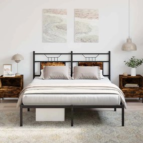 vidaXL Estrutura de cama s/ colchão derivados madeira carvalho fumado