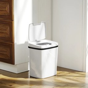 Caixote de Lixo Automático 15L com Sensor Infravermelhos e Modo Manual Anel de Retenção Antimarcas 27,6x21,4x33,5 cm Branco
