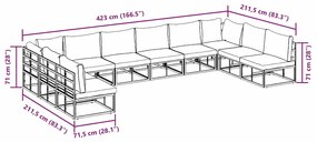 Conjunto de Sofá de Jardim 10 pcs Preto 423 x 211,5 x 71 cm