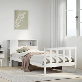 Cama com estante sem colchão 90x190 cm pinho maciço branco
