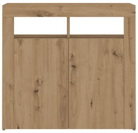 Aparador com LED 80x35x75 cm deriv. madeira carvalho artisiano