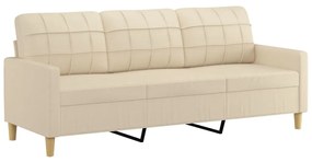 3 pcs conjunto de sofás com almofadões tecido cor creme