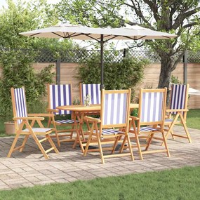 vidaXL Conjunto de Jantar para o Jardim 7 pcs Azul e branco 6-Pessoas