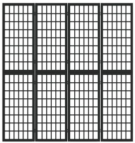 Biombo dobrável com 4 painéis estilo japonês 160x170 cm preto
