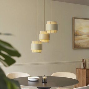 Candeeiro suspenso moderno bege com corda 3 luzes - Kora