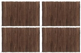 vidaXL Individual de mesa 4 pcs chindi algodão liso 30x45 cm castanho