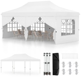 Tenda 600 x 300 cm pop-up com 6 paredes laterais removíveis para festas, casamentos, eventos com bolsa branca