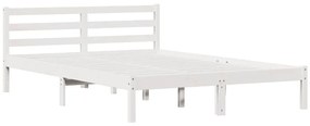 Cama com Cabeceira vidaXL Branca 140x220 cm Madeira Sólida Pinus
