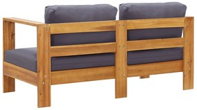 Banco jardim c/ almofadões 140cm madeira acácia maciça cinzento