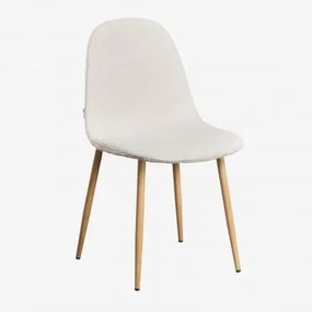 Pack De 2 Cadeiras De Jantar Glamm Madeira Natural & Caracóis Blanco & Bouclé - Sklum