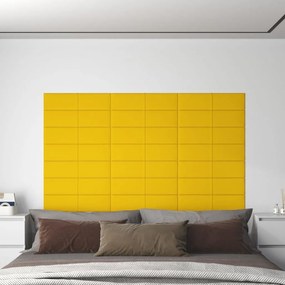 vidaXL Painel de parede 12 pcs 60x15 cm veludo 1,08 m² amarelo