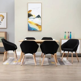 vidaXL Cadeiras de jantar 6 pcs tecido preto