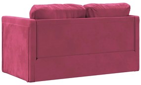 Sofá-cama sem pés 122x204x55 cm veludo vermelho tinto