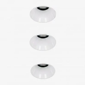 Pack De 3 Downlights Led Embutidos Sem Moldura Trimless Redondos Em Alumínio Luisiana Branco & Branco 3000k & Ø5,3 Cm & 8 W & 38º - Sklum