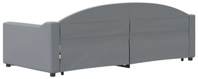 Sofá-cama com gavetão 90x200 cm tecido cinzento-claro