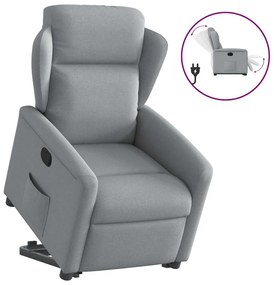 vidaXL Poltrona reclinável elevatória tecido cinzento-claro