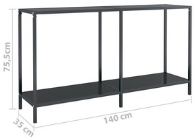 Mesa consola preto 140x35x75,5 cm vidro temperado