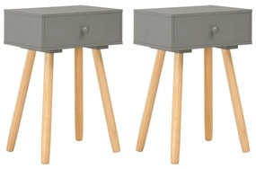 vidaXL Mesas de cabeceira 2 pcs pinho maciço cinzento