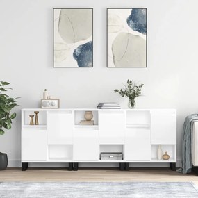 vidaXL Aparadores 3 pcs derivados de madeira branco brilhante