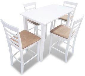 Consola de mesa branca e conjunto de 4 cadeiras de bar