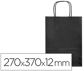 Saco de Papel Basika Celulose Preto M com Asa Torcida 270x370x12 mm