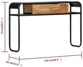 Mesa consola 118x30x75 cm madeira de mangueira maciça