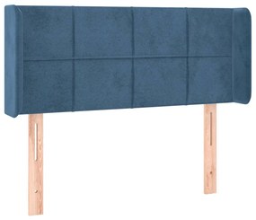 Cabeceira de cama c/ luzes LED veludo 83x16x78/88cm azul-escuro