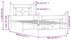 Estrutura de cama com cabeceira e pés 100x190 cm metal preto