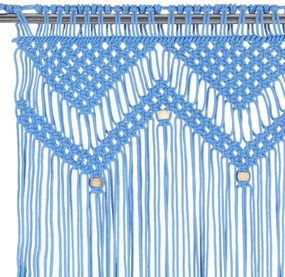 Cortina macramé 140x240 cm algodão azul