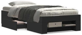 Estrutura de cama 100x200 cm derivados de madeira preto