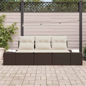 Conjunto de sofá de jardim com 3 peças e almofadas marrons em rattan s