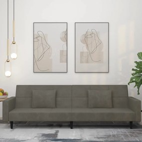 337452 vidaXL Sofá-cama 2 lugares com duas almofadas veludo cinzento-escuro