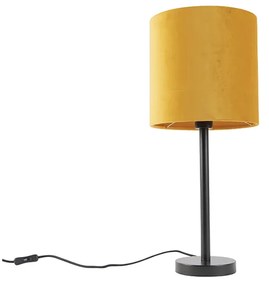 Candeeiro de mesa Art Déco preto com abajur amarelo 25 cm - Simplo Moderno