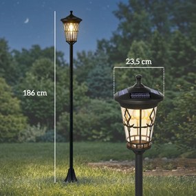 Conjunto de 2 Candeeiros Solares de Jardim com Altura Ajustável, 2 Modos de Brilho e IP44 Impermeável para Terraço e Pátio, Preto