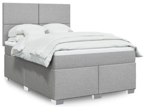 vidaXL Cama com molas/colchão 140x200 cm tecido cinzento-claro