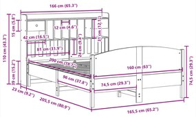 Cama com estante sem colchão 160x200 cm pinho maciço