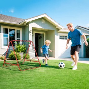 Rede de Rebote Dobrável para Treino Desportivo Ajustável em 5 Níveis de Ângulo com Tubo de Aço 100x95x90 cm Vermelho