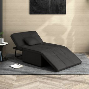 Sofá-Cama "Açores" 3 em 1 - Preto - 95x179x78 cm - Linho e Metal - Des