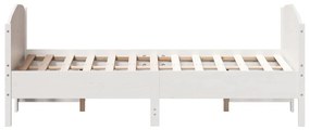 Cama sem colchão 135x190 cm madeira de pinho maciça branco