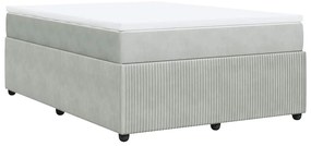 Cama com molas/colchão 160x200 cm veludo cinzento-claro