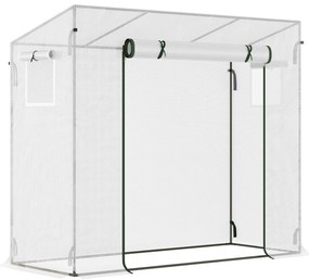 Outsunny Estufa de Jardim Pequena Estufa de Exterior com Janelas e Estrutura de Aço Estufa de Cultivo 200x76x168 cm Branco