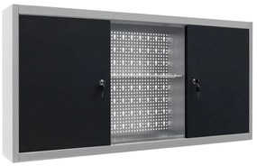 Armário ferramentas parede industrial metal cinzento e preto