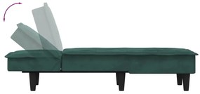 Chaise longue veludo verde-escuro