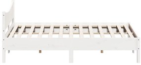Cama sem colchão 200x200 cm madeira de pinho maciça branco