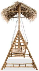 Banco de baloiçar 2 lugares bambu c/ folhas de palmeira 202cm