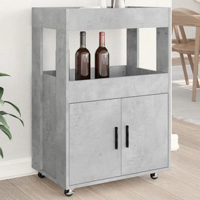 vidaXL Carrinho de bar 60x39,5x89cm derivados de madeira cinza cimento