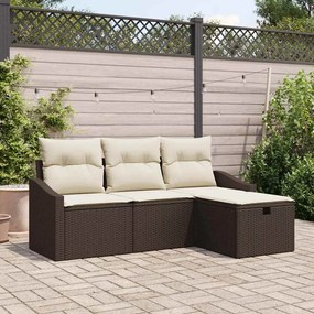 vidaXL Conjunto de Sofás de Jardim com Almofadas Castanho Rattan Sintético
